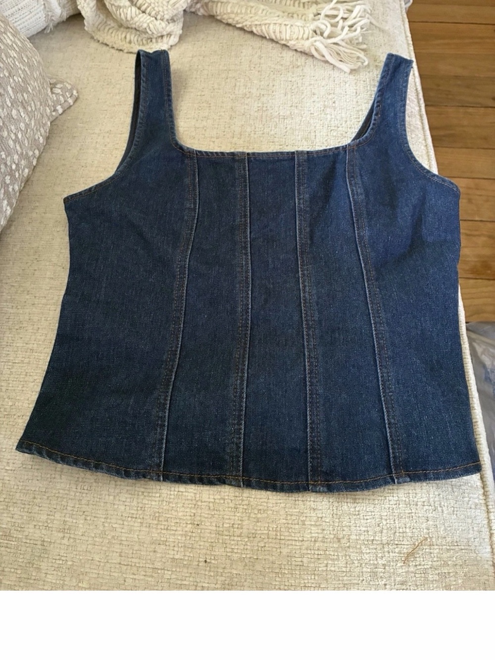 Rachel Zoe Dark Blue Denim Square-Neck Tank